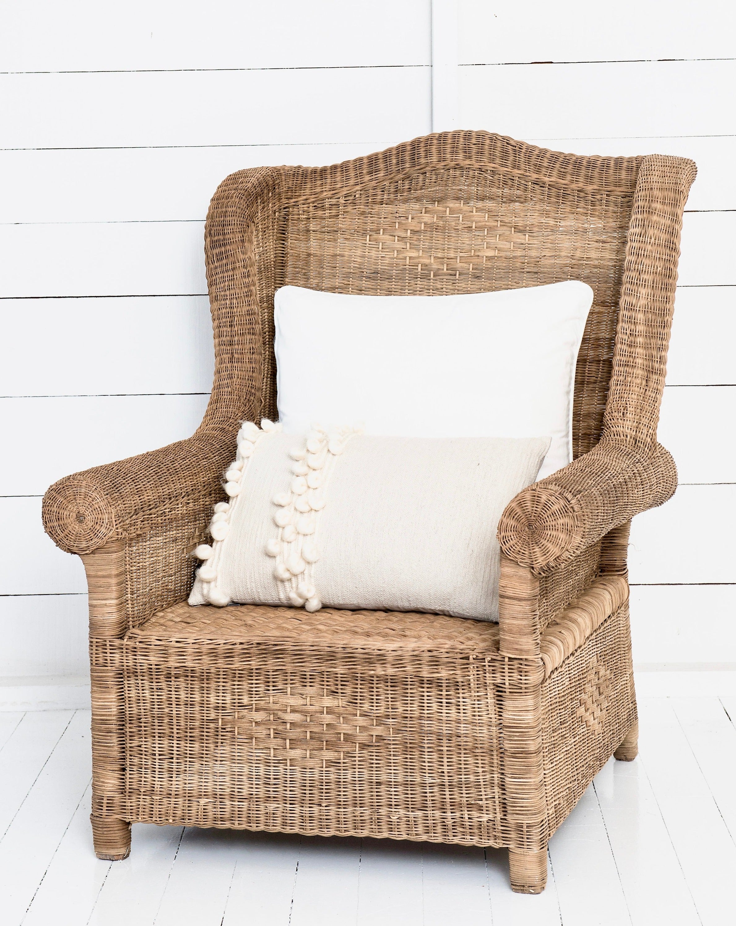 Classic Wingback Woven Cane Chair