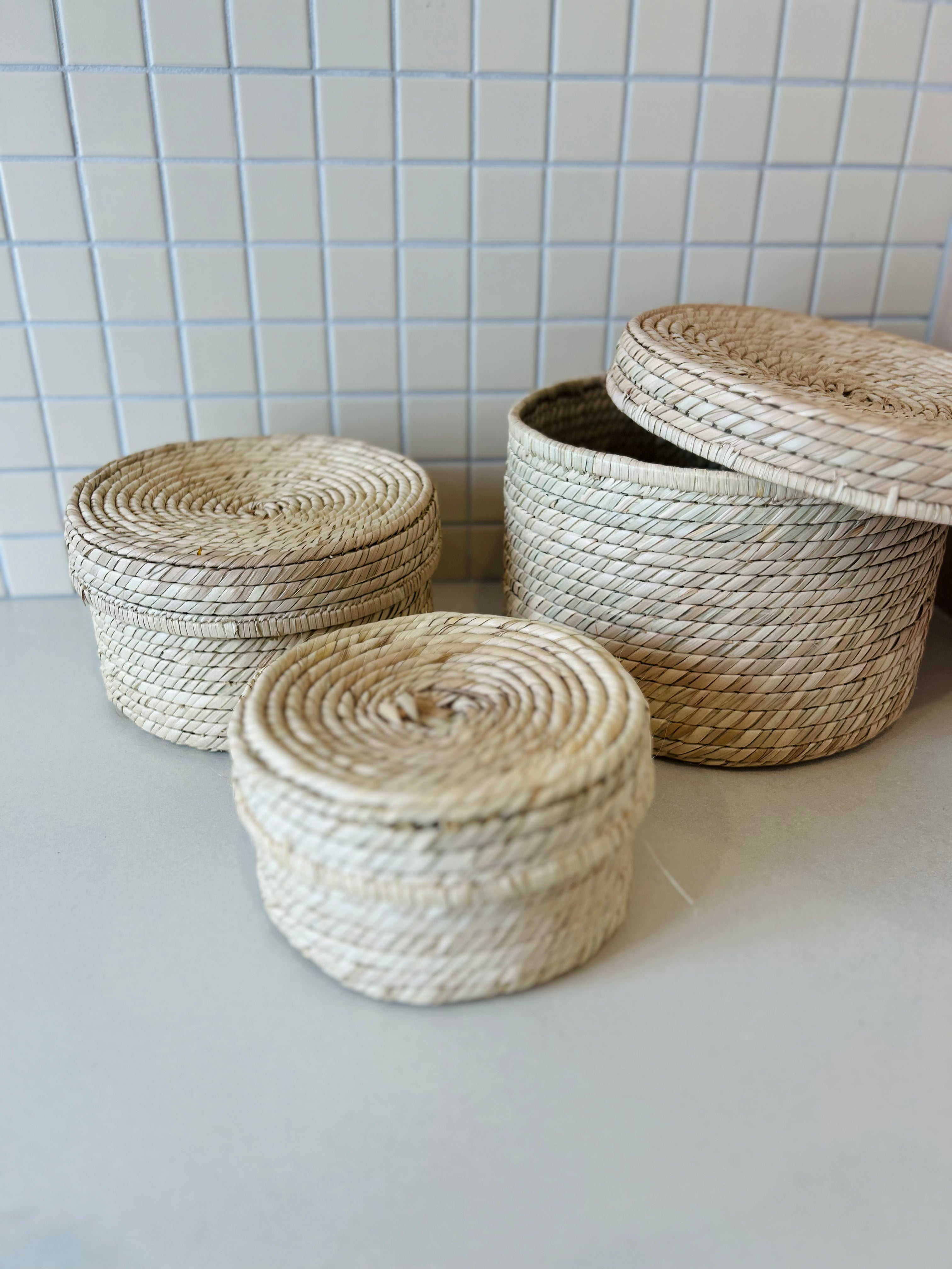 Tiffin Baskets with Lids - Set of 3