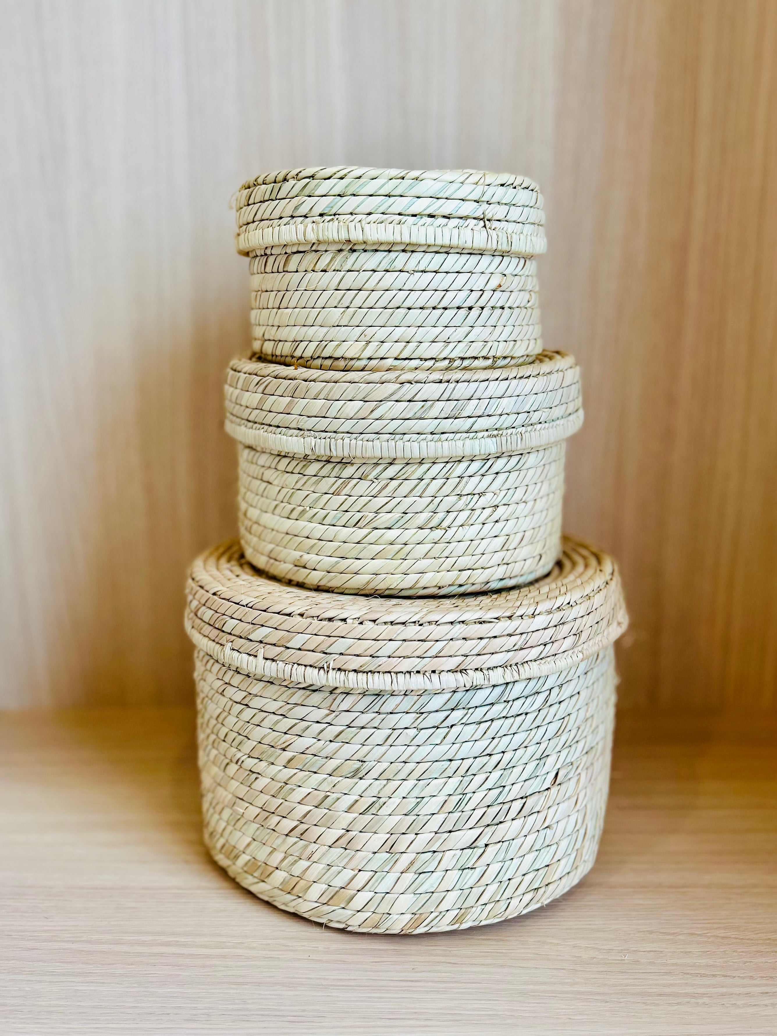 Tiffin Baskets with Lids - Set of 3