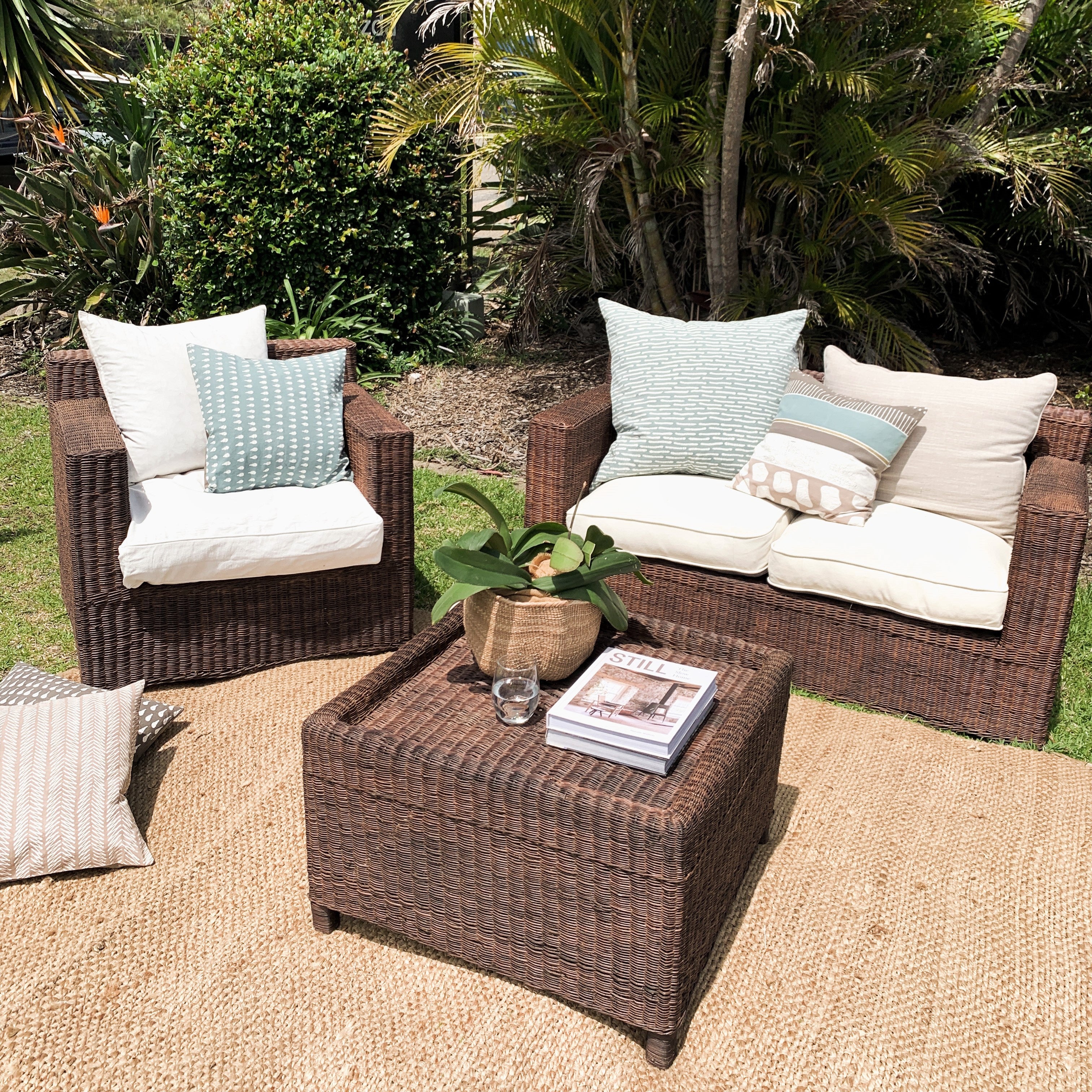 Box Woven Cane Coffee Table