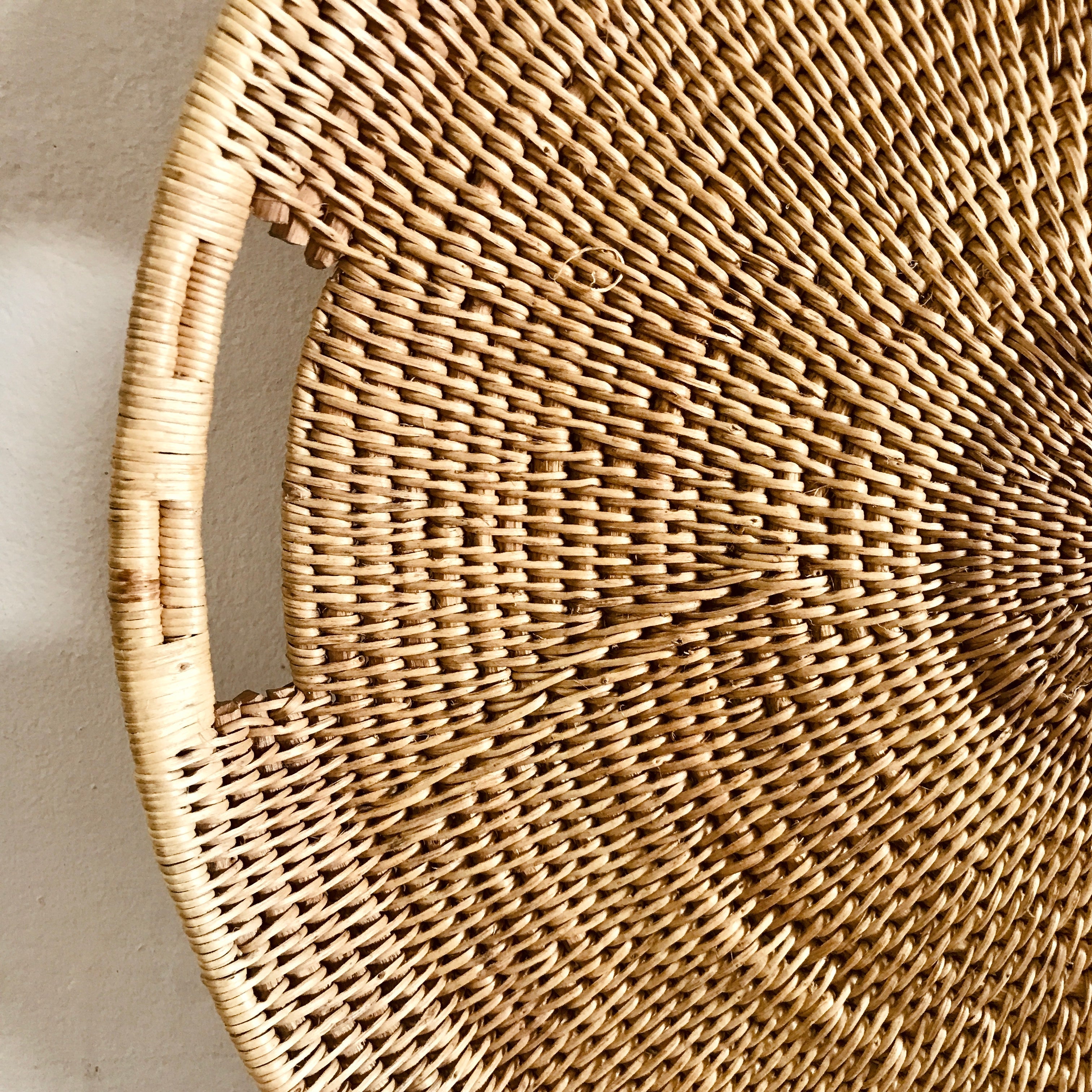 Handcrafted extra large statement tray showcasing intricate woven design and natural texture, ideal for coastal decor.