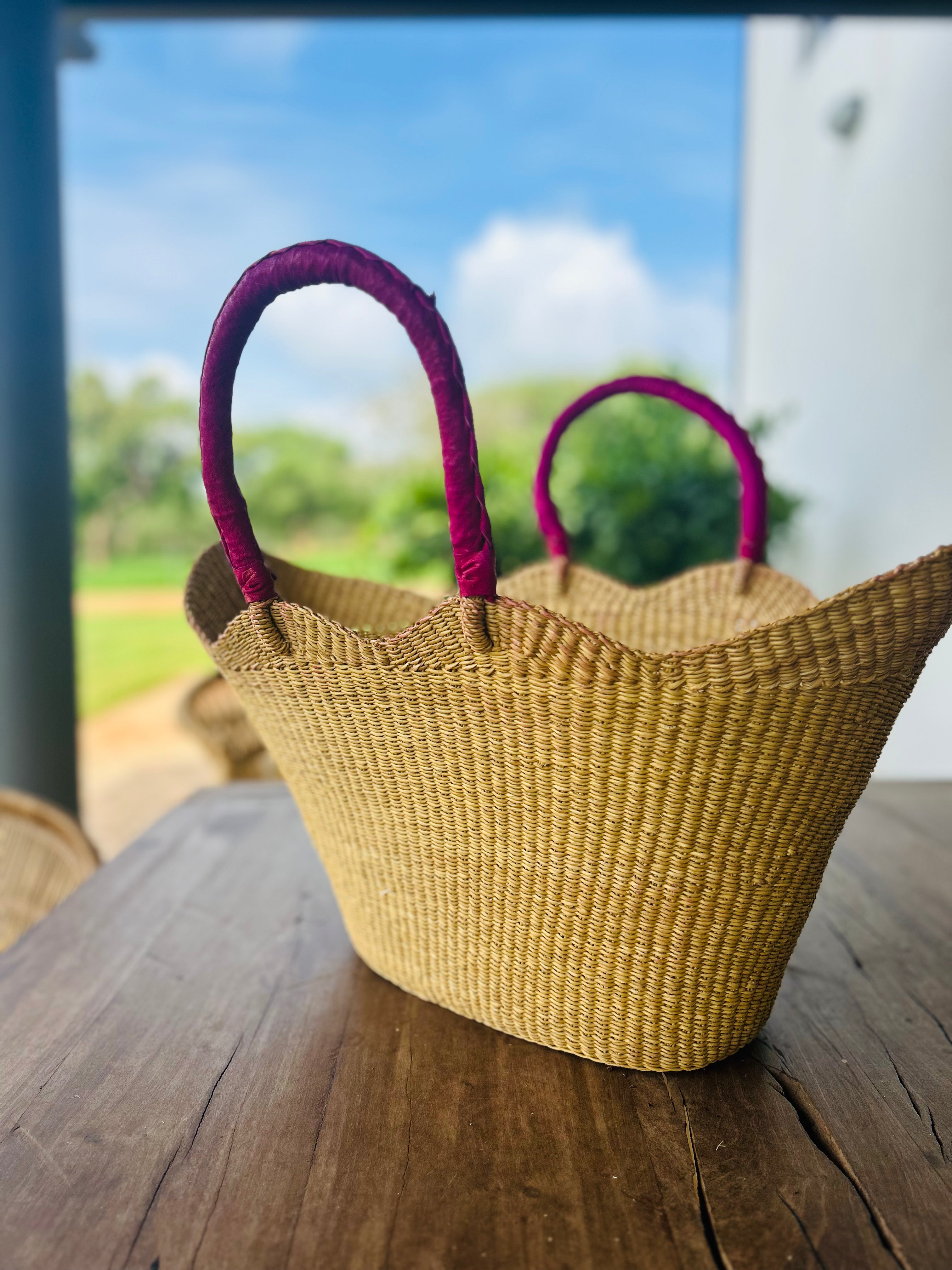 Waves Handwoven Shopping Beach Basket