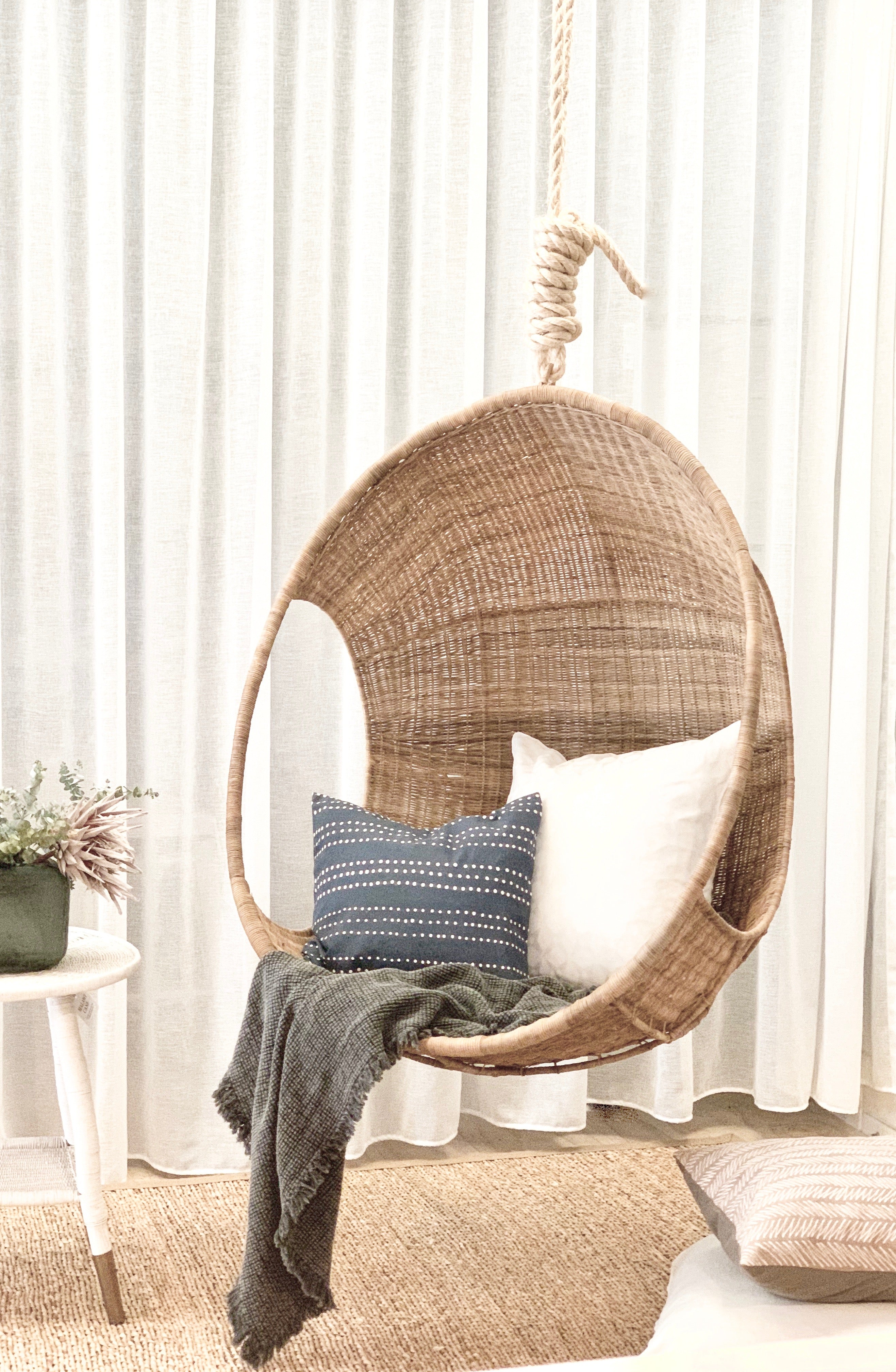 Hanging Woven Cane Pod Chair