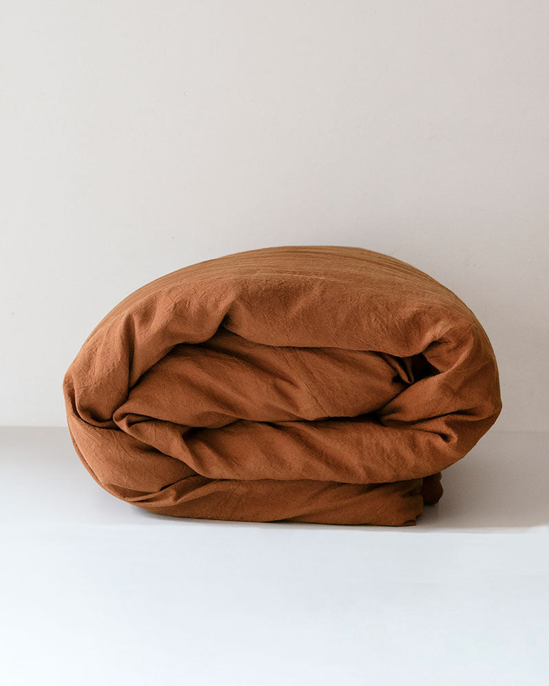 Kamma Linen Duvet Cover - Terracotta