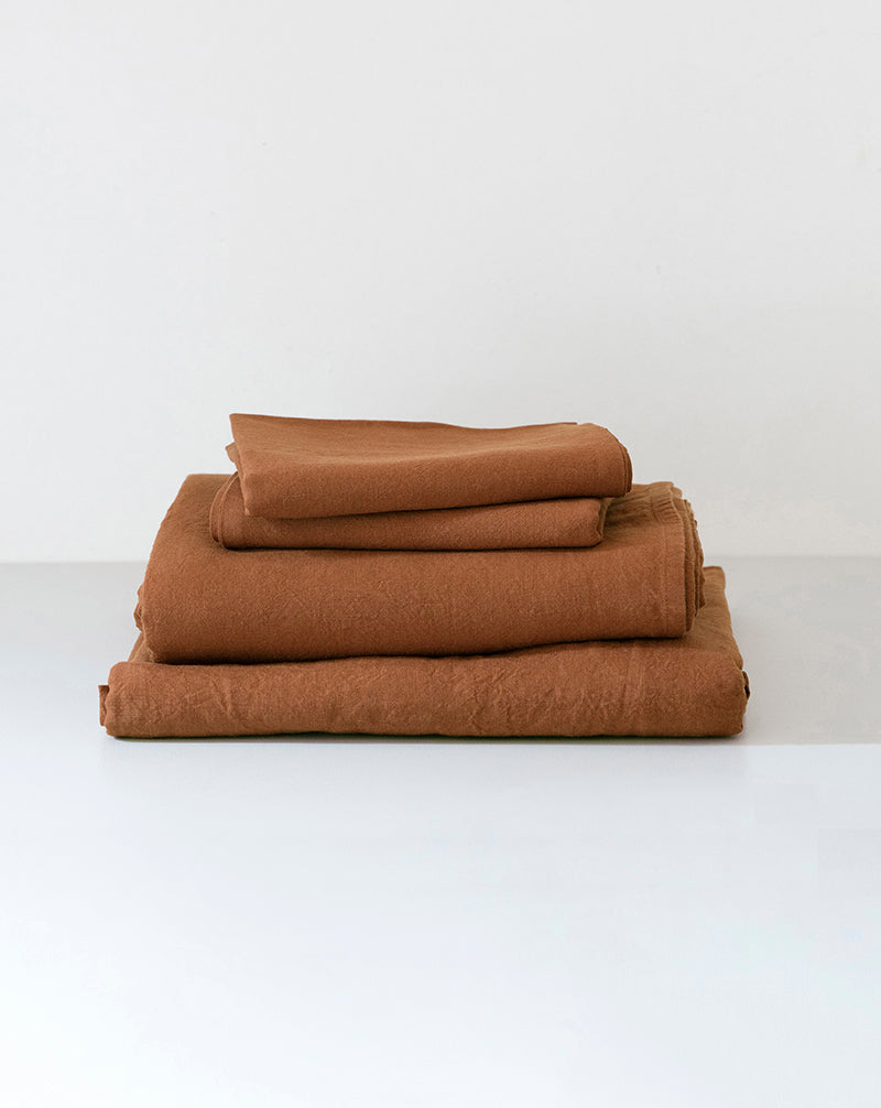 Kamma Linen Duvet Cover - Terracotta