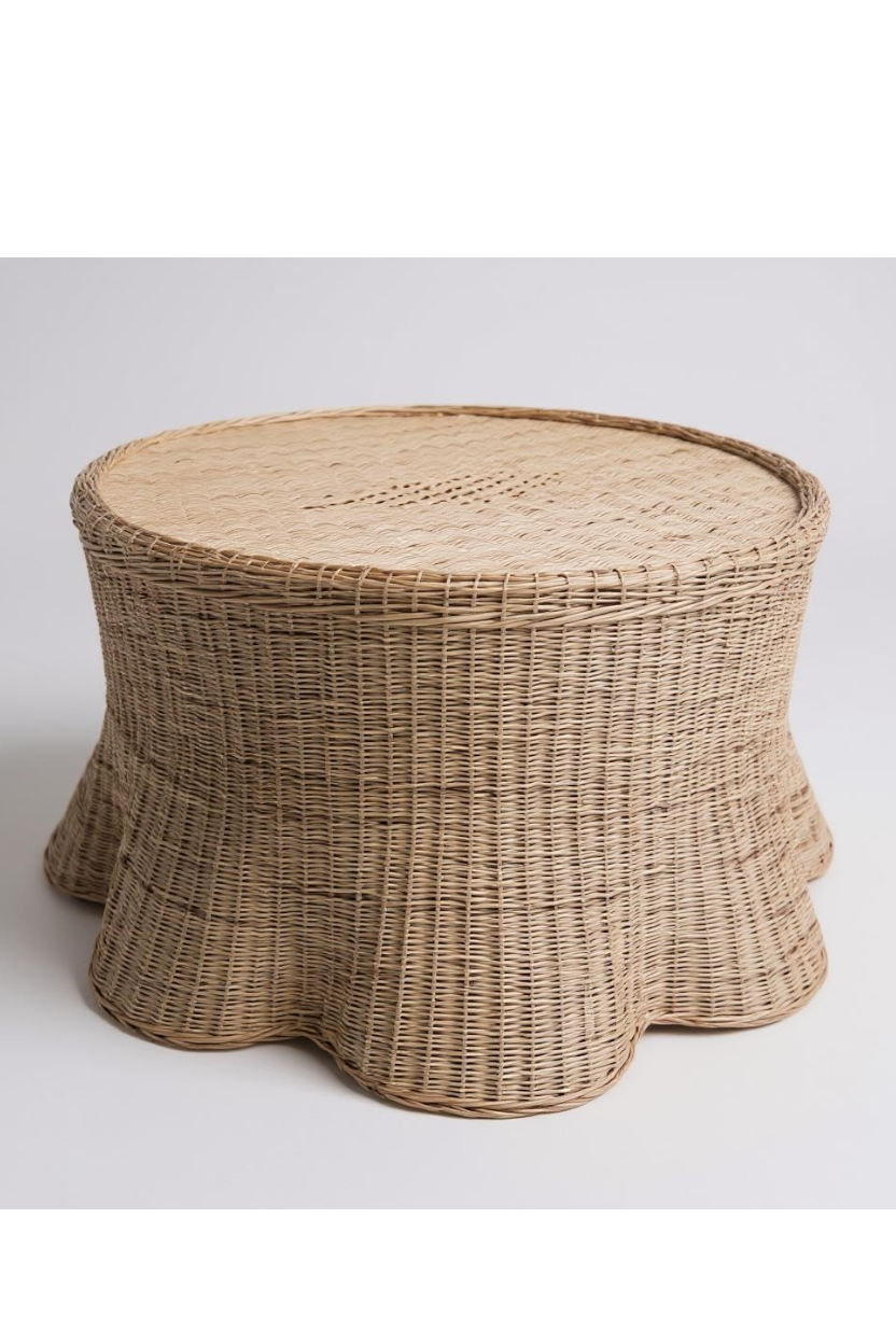 Waves Coffee Table | Handwoven Curved Scalloped Table