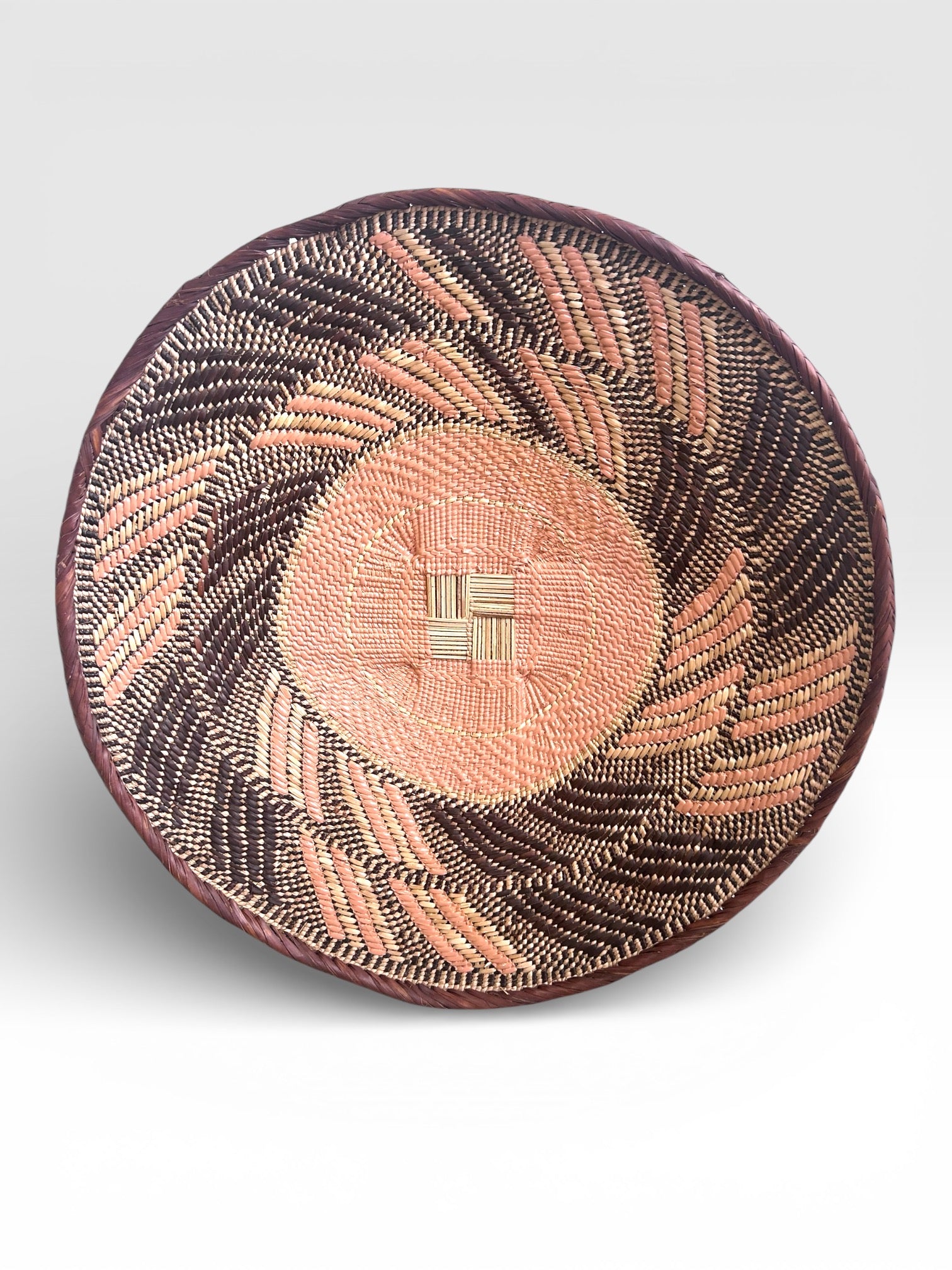 Handpainted Binga Baskets | Seafoam and Dusty Pink