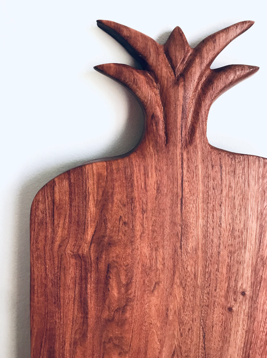 Carved Wooden Serving Board - Heart & Pineapple