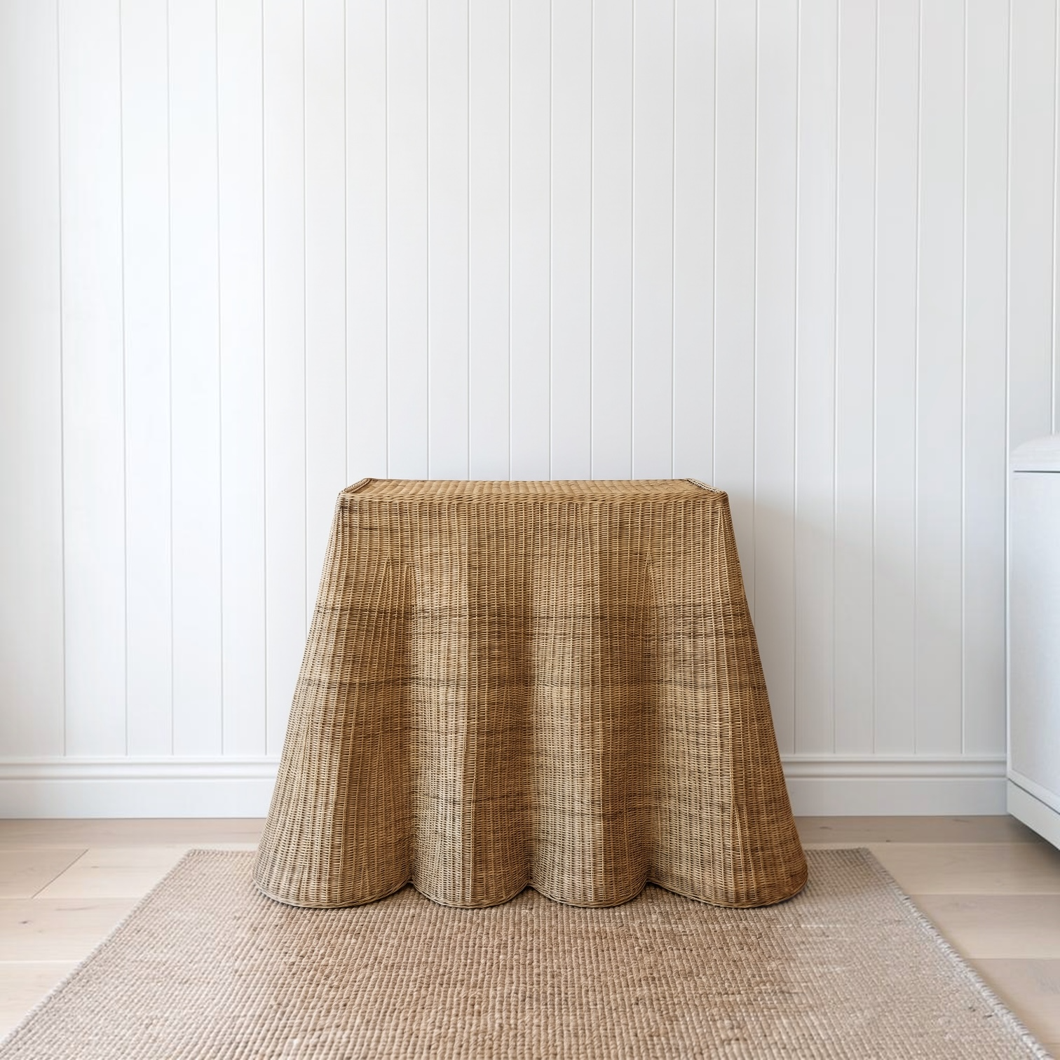 Waves Console Entry Table | Curved Scalloped