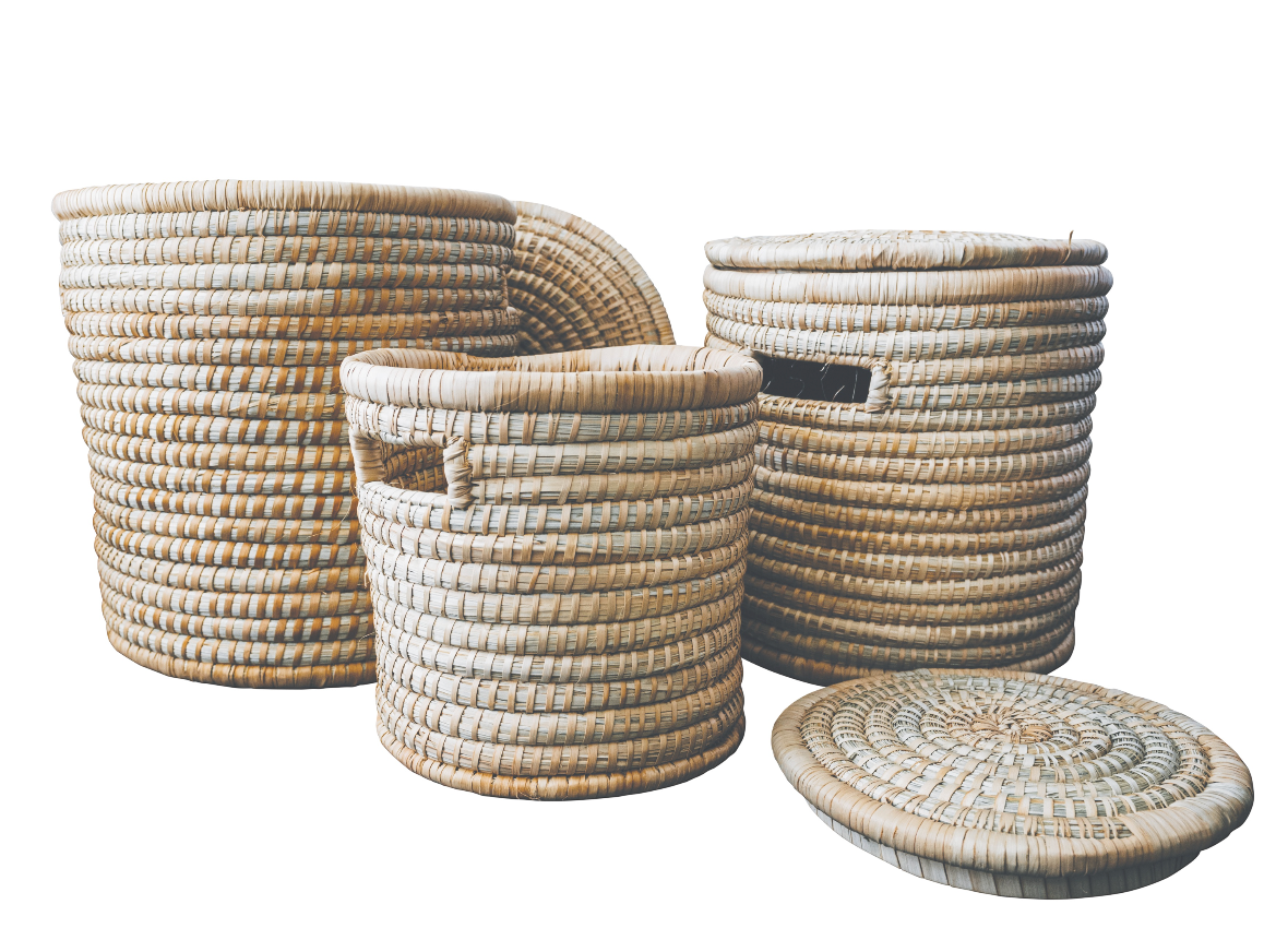 Woven Storage / Laundry Basket with Lid