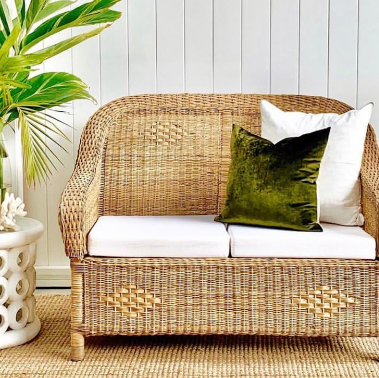 Classic 2-Seater Woven Cane Lounge Chair