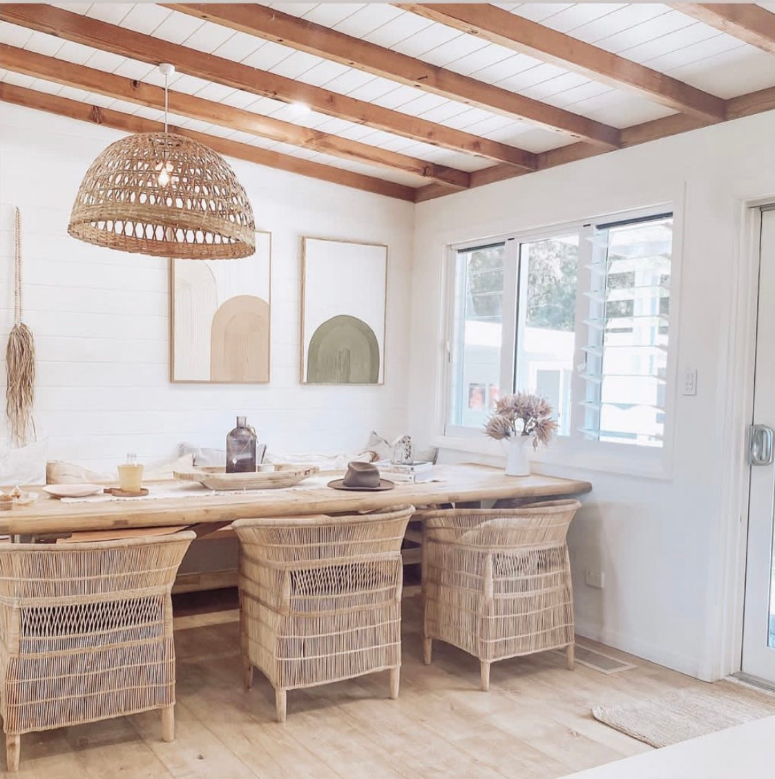 malawi cane chairs around a coastal table