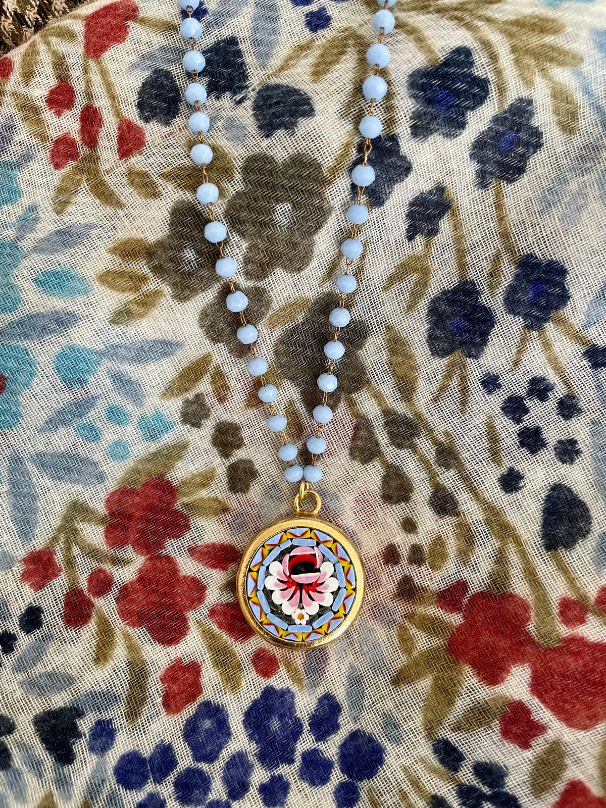 Stella Rose Mosaic Necklace | Floral Rosary Necklace
