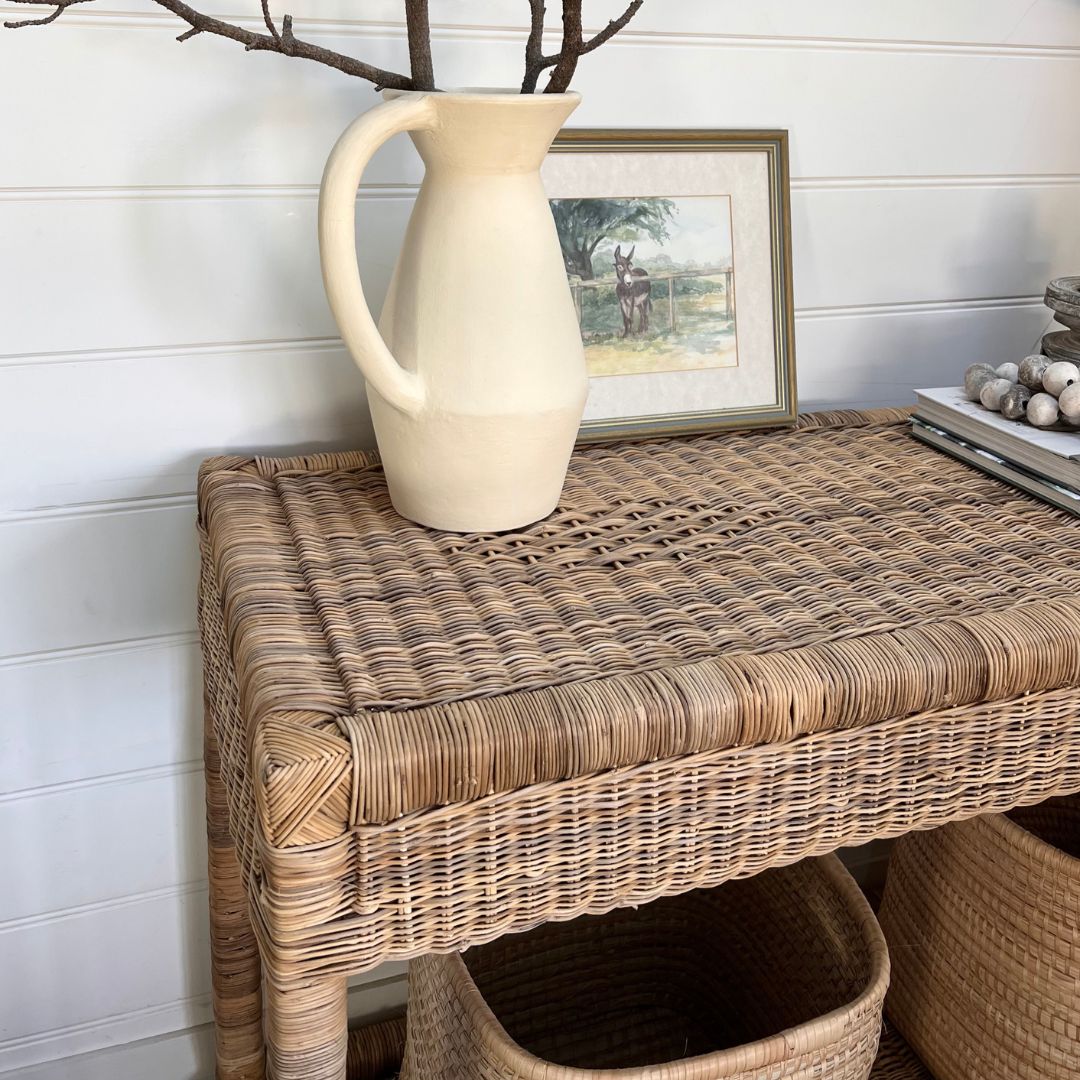 Classic Woven Cane Console Table