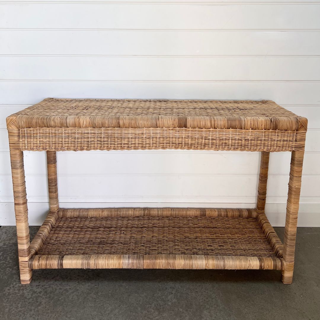 Classic Console Table | Handwoven Cane Hallway Table