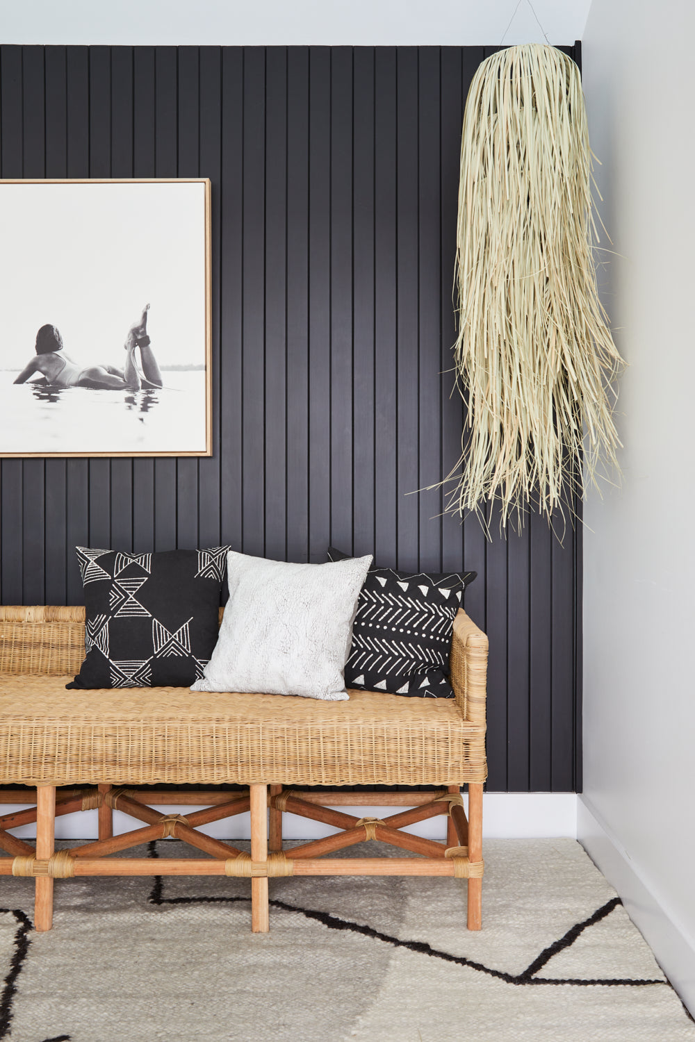 balcony bench seat woven with cushions