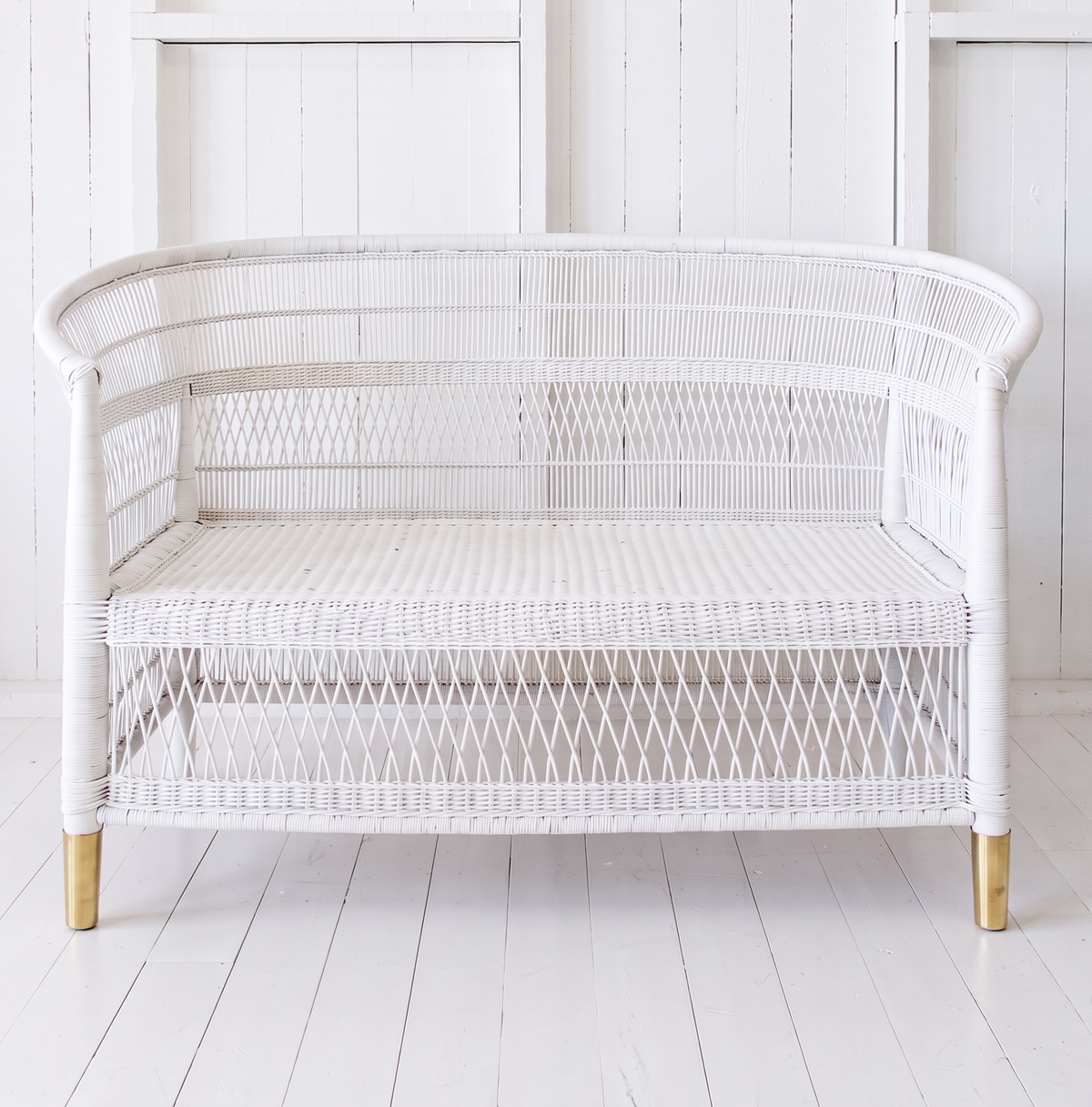 Traditional 3-Seater Malawi Cane Chair | Optional Brass Feet