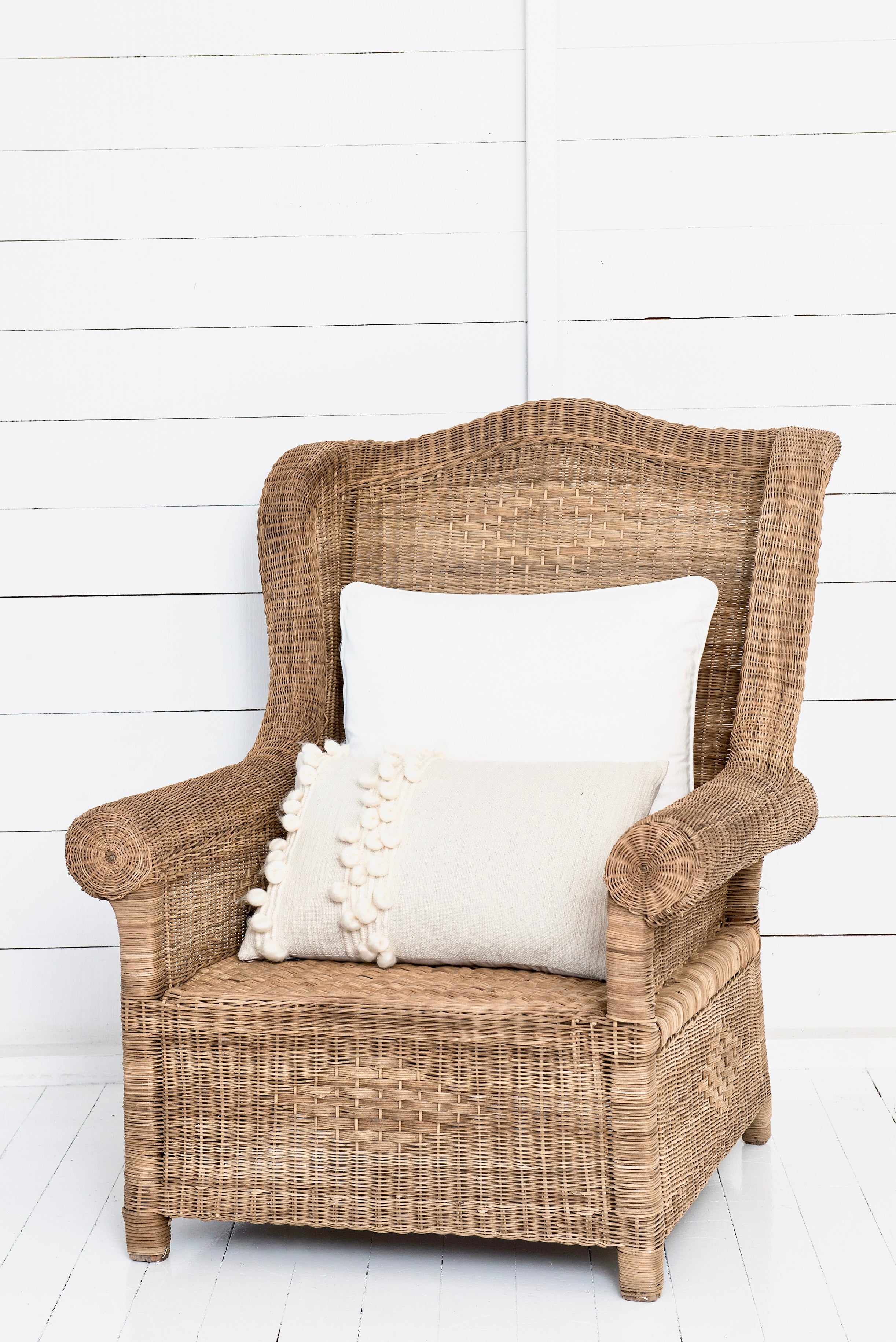 Classic Wingback Woven Cane Chair