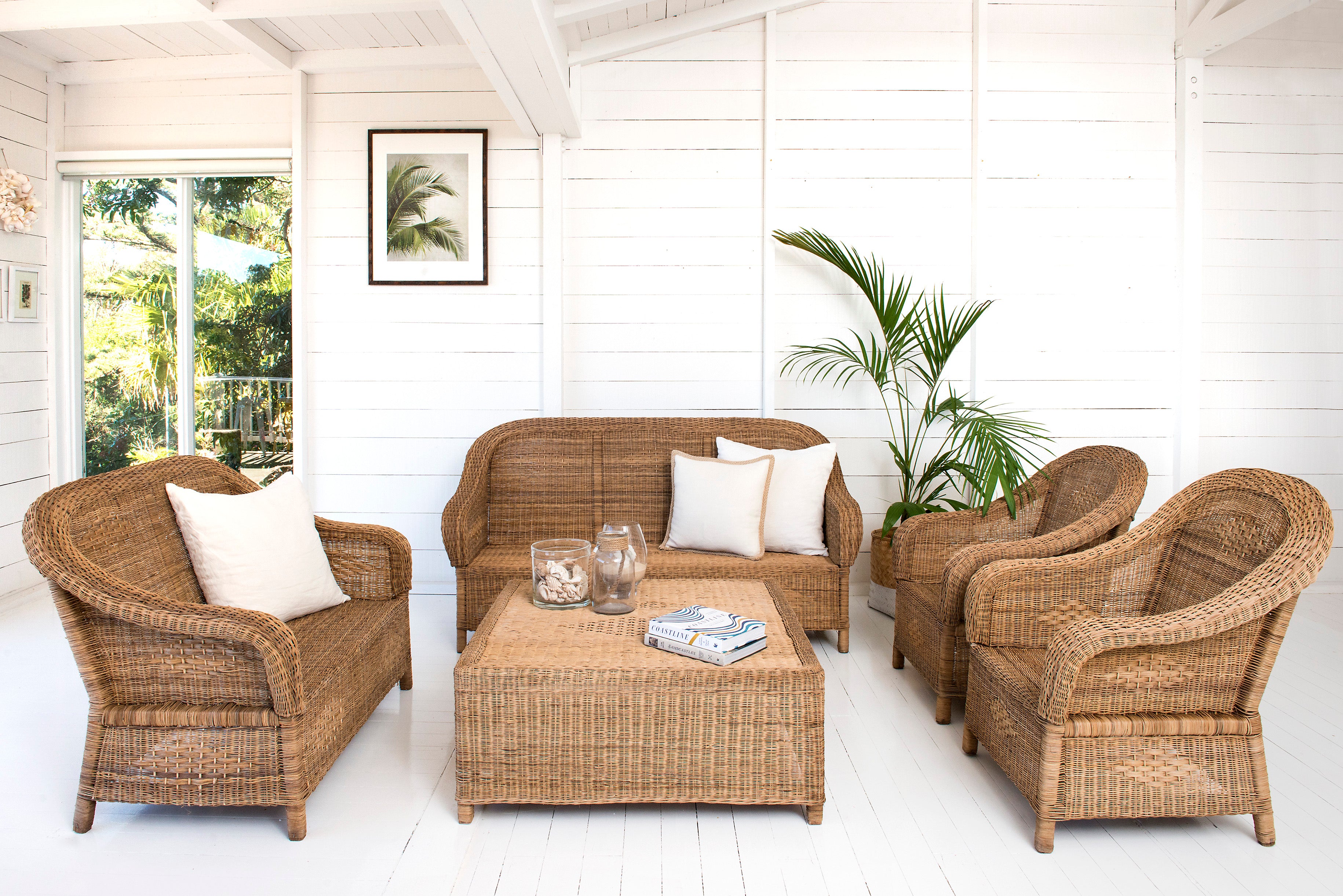 Classic 2-Seater Woven Cane Lounge Chair