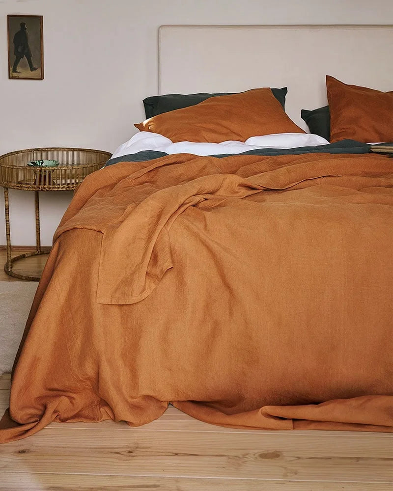 Kamma Linen Duvet Cover - Terracotta