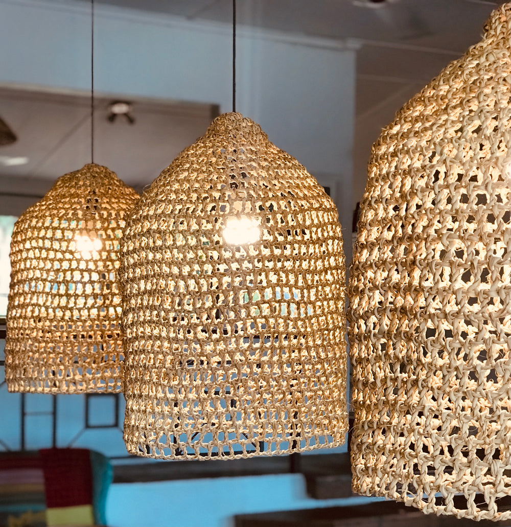 Palm Net Woven Pendant Light Shades | Coastal Drift Artisan Homewares ...