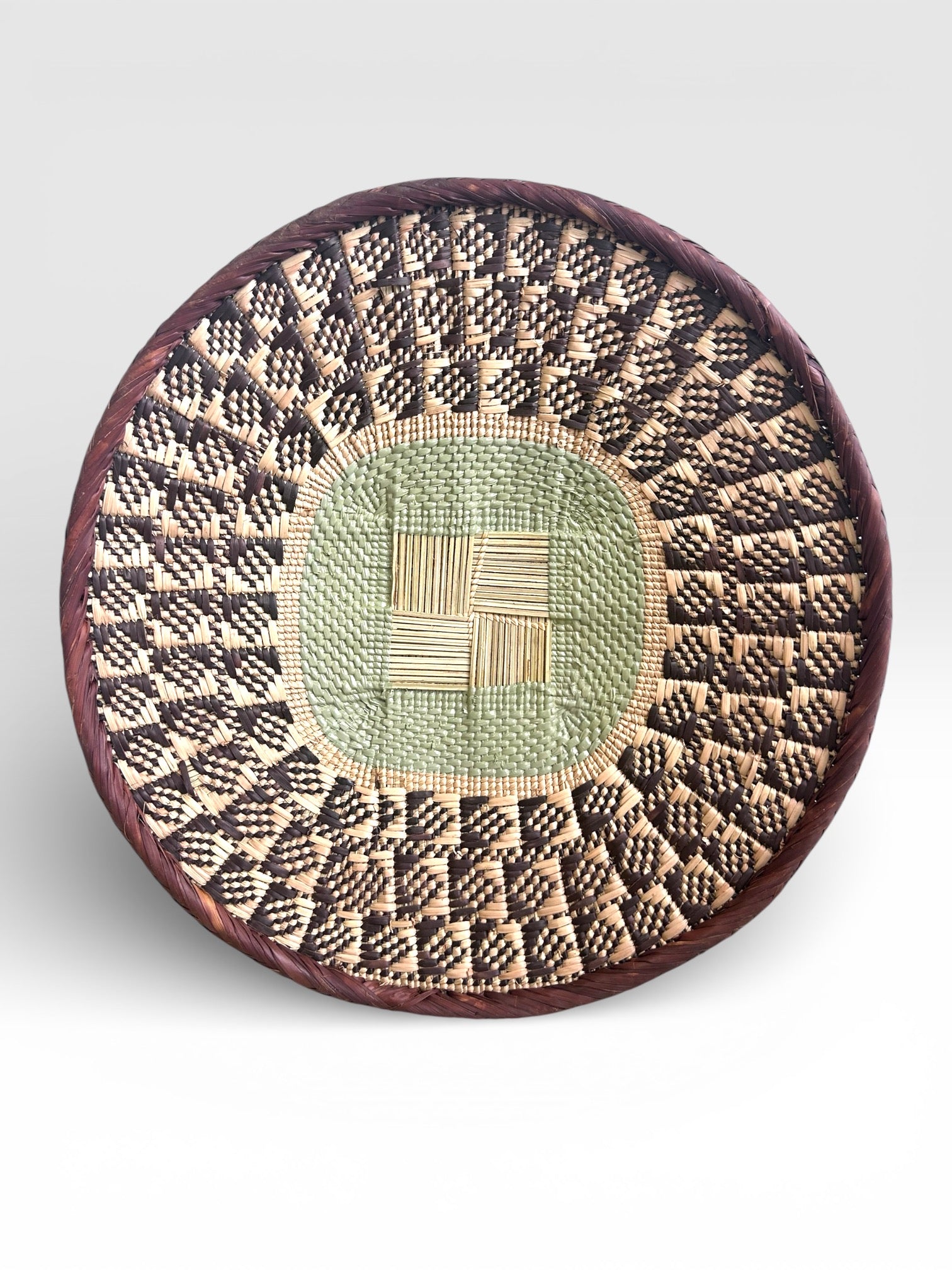 Handpainted Binga Baskets | Seafoam and Dusty Pink