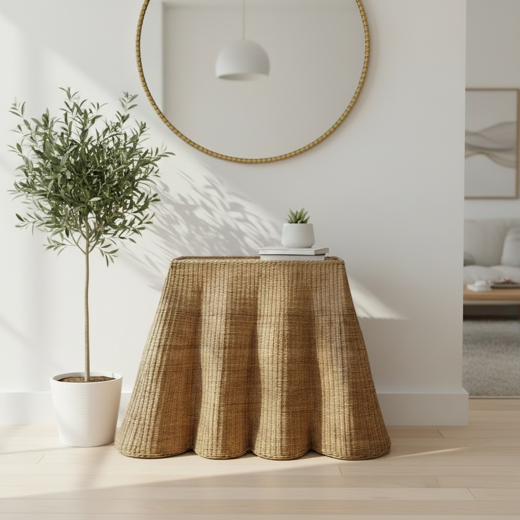 Waves Petite Console Entry Table | Curved Scalloped Sidetable