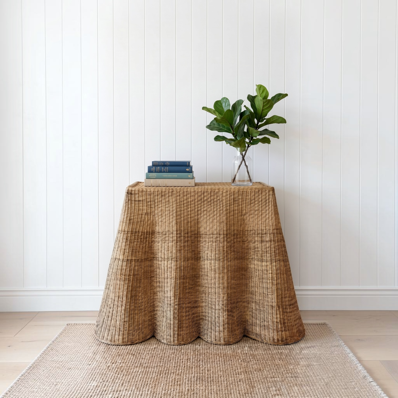 Waves Console Entry Table | Curved Scalloped