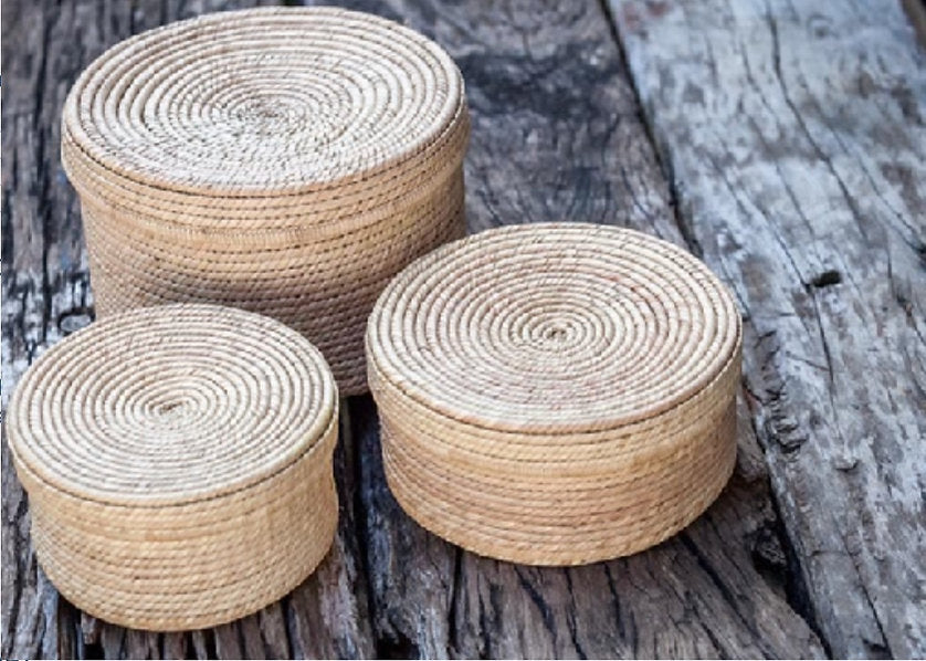 Tiffin Woven Decorative / Storage Tins Set of 3