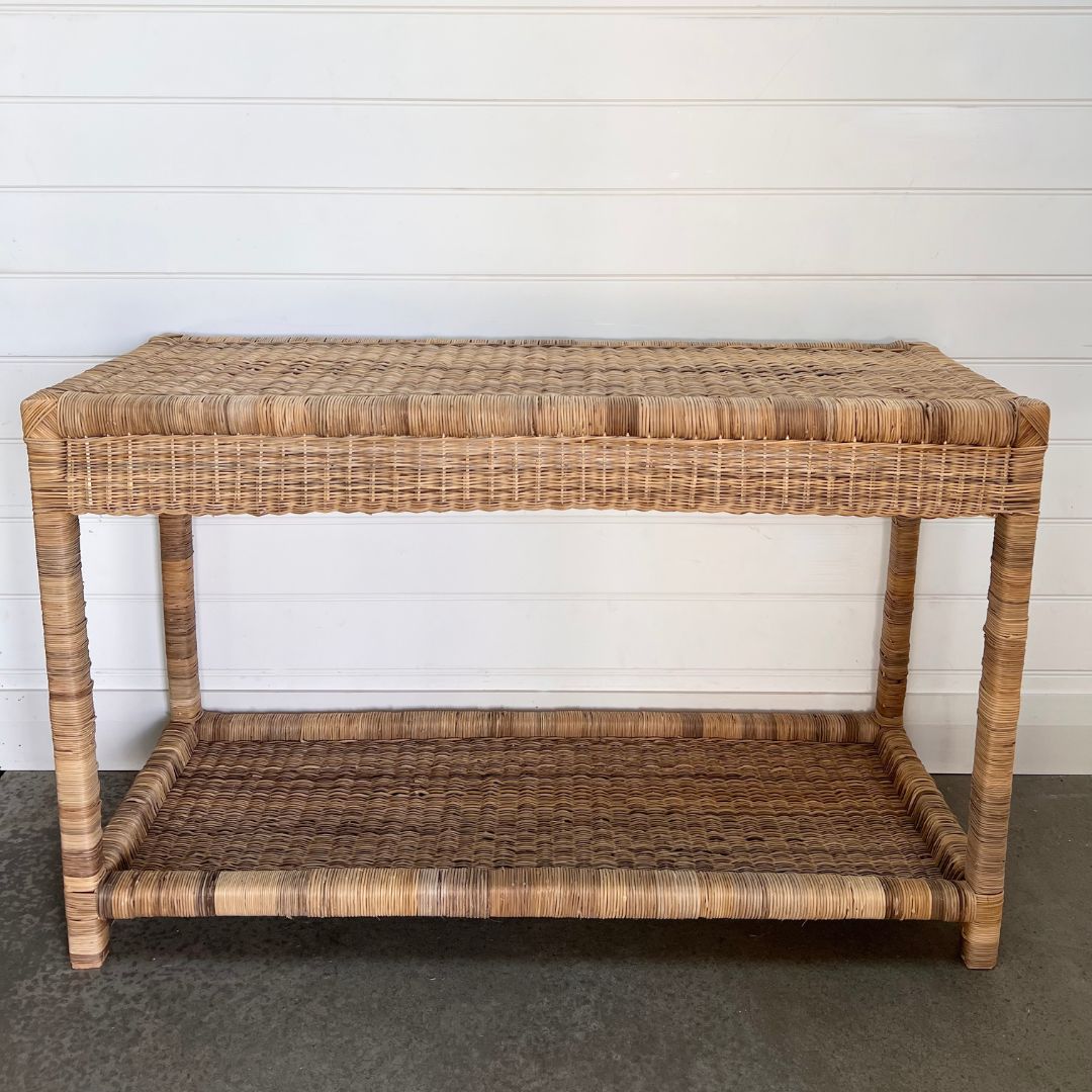 Classic Woven Cane Console Table