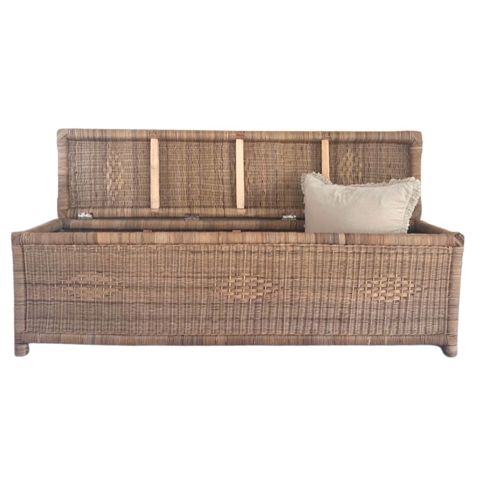 Classic Woven Cane Blanket Storage Box