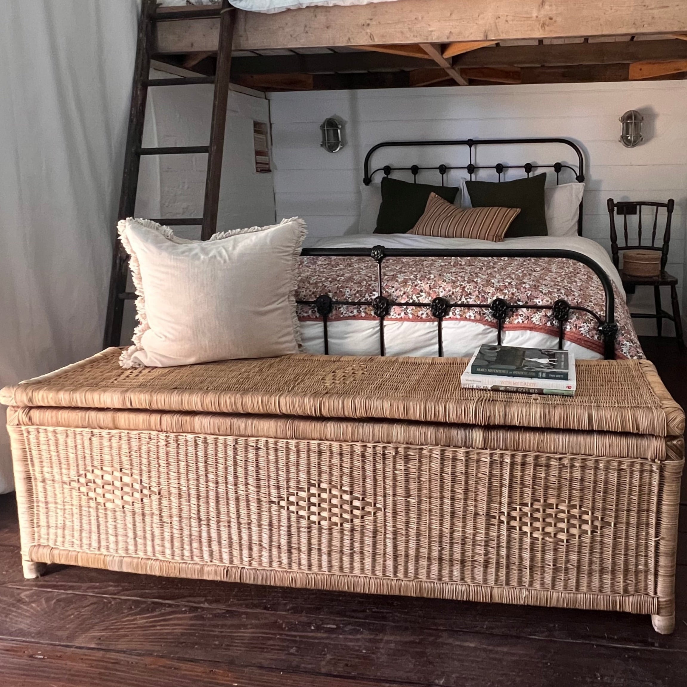 Classic Woven Cane Blanket Storage Box