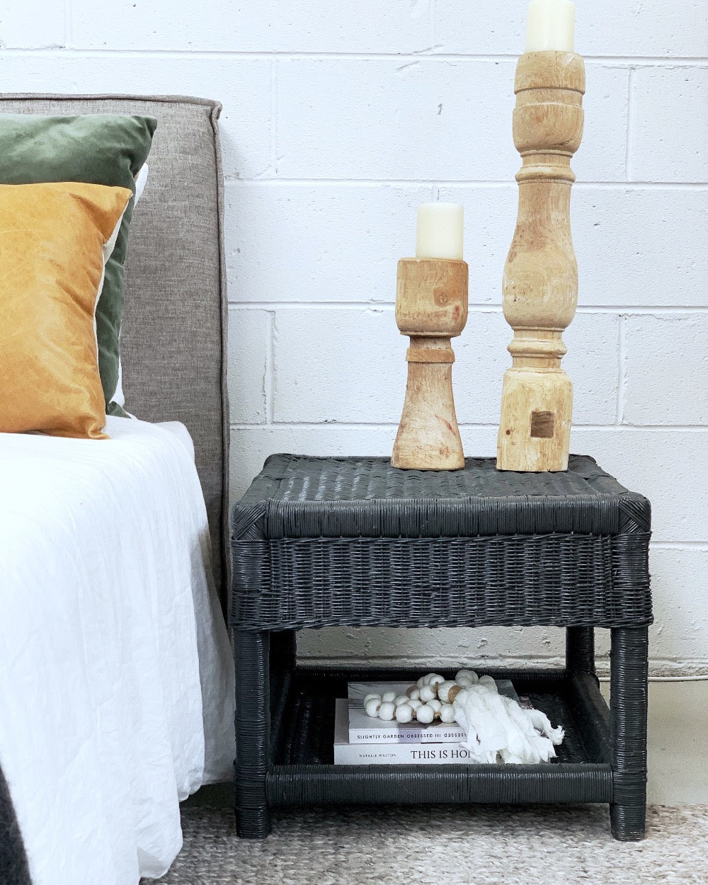 classic bedside table charcoal